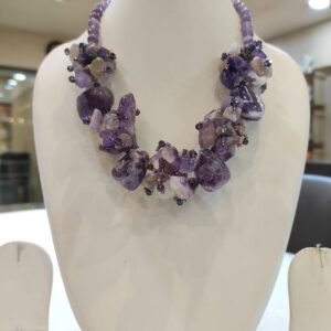 Handcrafted twisted-style Jade Necklaces - purple