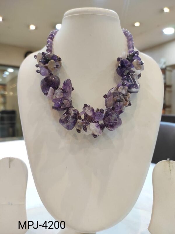 Handcrafted twisted-style Jade Necklaces - purple