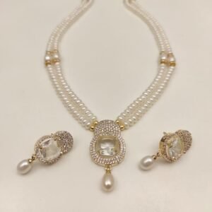 The stunning two-line necklace set from Magan Pearls & Jewels ✨ 🎉 Price: ₹4000 🌈 8 Gorgeous Colors 💎 AAA+ Quality Pearls 🔒 Lifetime Guarantee Certificate 🪙 Affordable Luxury
